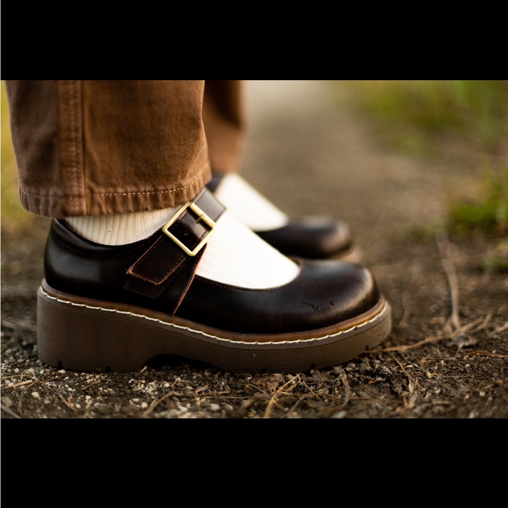 Brown, real leather Mary Janes